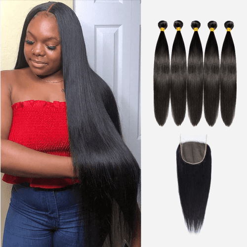 100 virgin human hair 9a bundles straight extra long hair style 5 bundle deal with 6x6 lace closure 20 brooklyn hair natural black 14054901776483