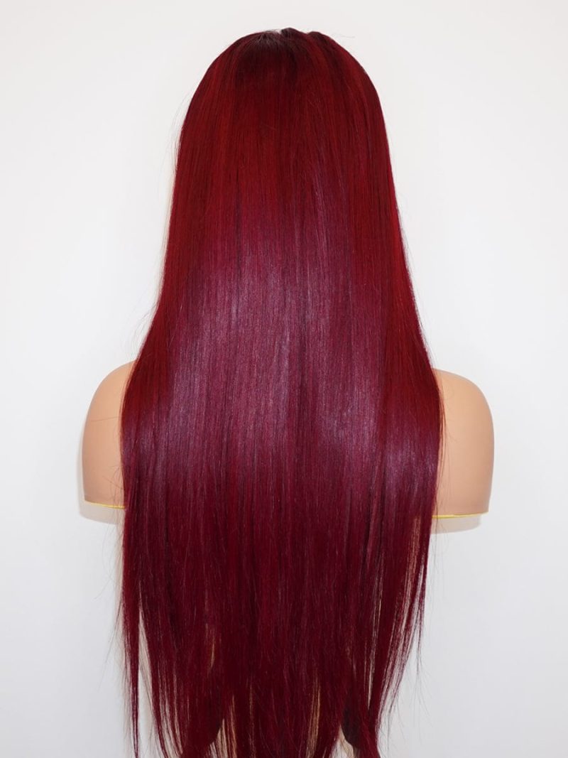 13x4 hd lace front color pop wig straight wig ruby red brooklyn hair 42190978154802