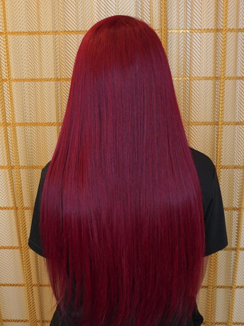 13x4 hd lace front color pop wig straight wig ruby red brooklyn hair 42190990868786