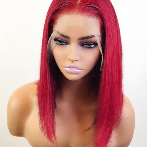 13x4 hd lace front wig straight bob ruby red brooklyn hair bob short ruby red 13x4 hd lace 45734629507378