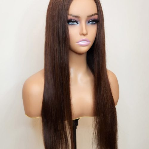 180 density silky straight glueless wig small knots 5x5 swiss hd pre cut lace espresso deep brown brooklyn hair 46652726378802