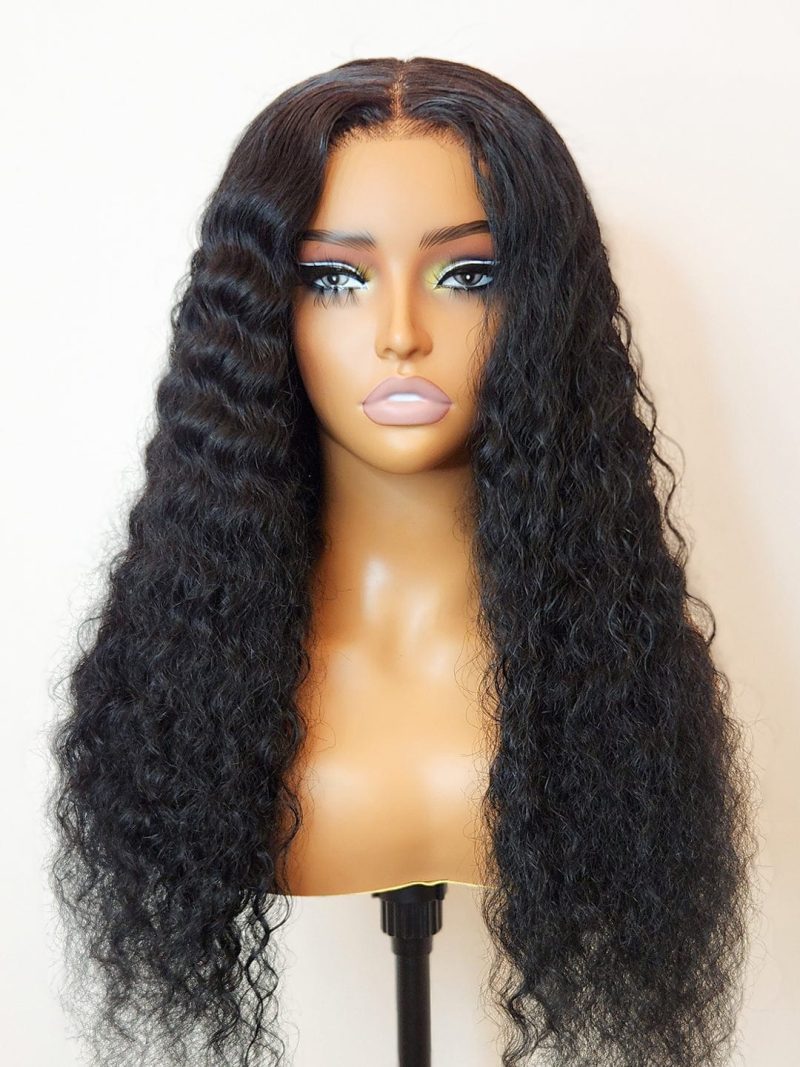 5x5 swiss hd lace glueless wig deep wave invisible knots jet black brooklyn hair 46652644032818