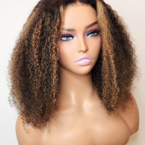 blonde highlights afro kinky curly glueless wig 180 density small knots 5x5 swiss hd pre cut lace sun kissed brooklyn hair 47491083370802