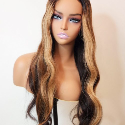 blonde highlights loose body wave glueless wig invisible small knots 5x5 swiss hd pre cut lace 180 density sun kissed brooklyn hair 46652693676338