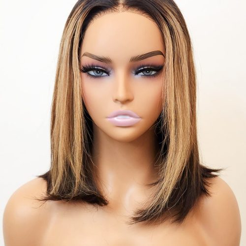 Brooklyn Hair Blunt Cut Glueless Wig 5x5 Swiss HD Pre-Cut Lace Bob Invisible Small Knots Bob Style 10-12