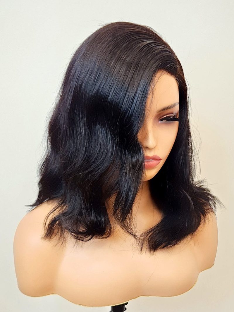 Brooklyn Hair Blunt Cut Short Bob Style Glueless Wig Invisible Knots 5x5 Swiss HD Pre-Cut Lace Bob Style 10-12" / Jet Black