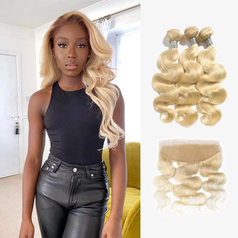 brooklyn hair 9a platinum blonde body wave hair 3 bundles with 13x4 lace frontal look brooklyn hair 14948336173155