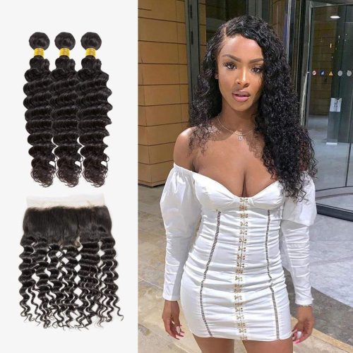 Brooklyn Hair 7A Deep Wave / 3 Bundles with 13x4 Lace Frontal Look - Brooklyn Hair