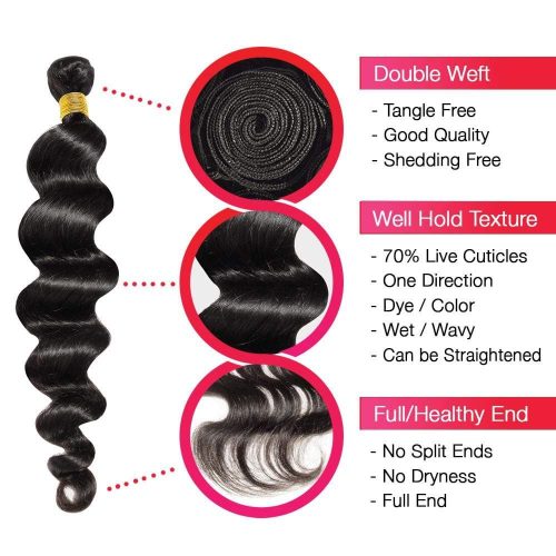 brooklyn hair extension 7a loose wave 100 virgin human hair long loose wave ponytail hair style look weave 3 bundles deal brooklyn hair natural black 14556281012323