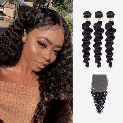 brooklyn hair extension 9a indian virgin peruvian loose deep wave 100 human hair shoulder look style weave 3 bundles with 4x4 lace closure deal brooklyn hair natural black 14522003128