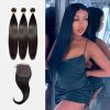 Brooklyn Hair 9A Straight / 3 Bundles with 4x4 Lace Closure Look - Brooklyn Hair