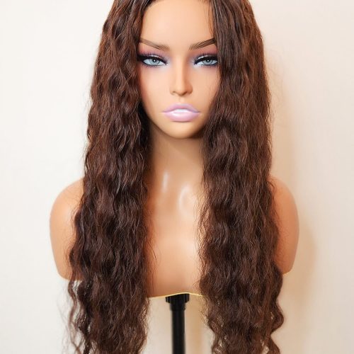 brown water wave style ready to wear glueless deep wave wig invisible knots 5x5 swiss hd pre cut lace espresso brooklyn hair 46652650553650