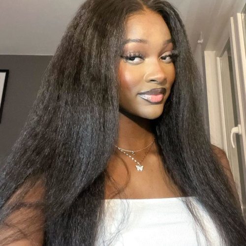 kinky straight glueless wig invisible small knots 5x5 swiss hd lace pre plucked 180 density brooklyn hair 46509022806322