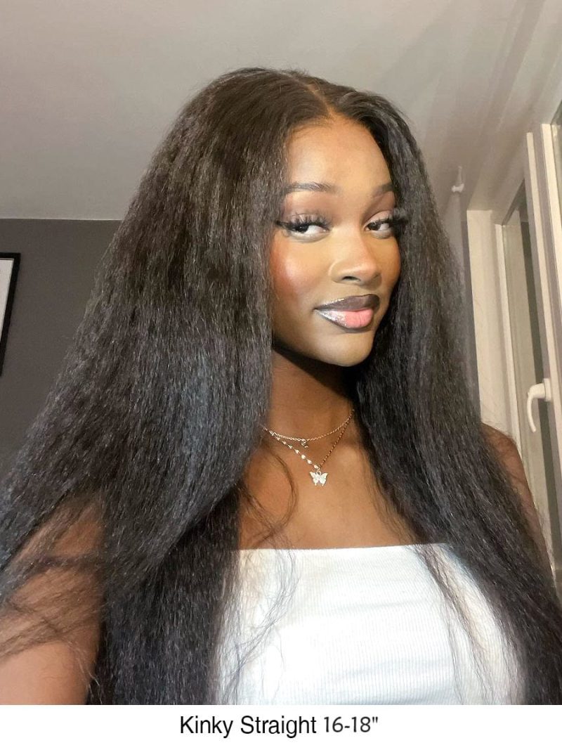 kinky straight glueless wig invisible small knots 5x5 swiss hd lace pre plucked 180 density brooklyn hair 46509022806322