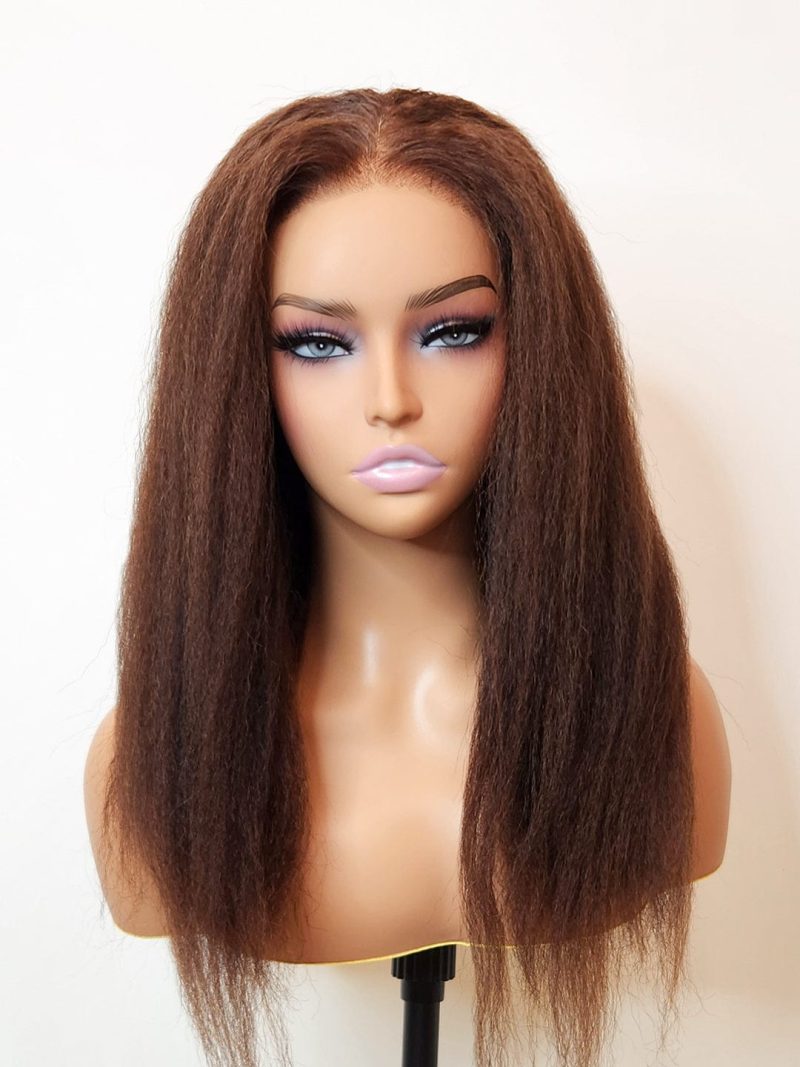 kinky straight glueless wig invisible small knots 5x5 swiss hd pre cut lace 16 18 180 density espresso brooklyn hair 16 18 espresso 46652673982770