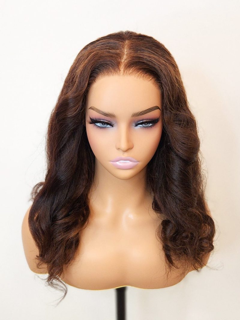 kinky straight glueless wig invisible small knots 5x5 swiss hd pre cut lace 16 18 180 density espresso brooklyn hair 16 18 espresso 46652674015538