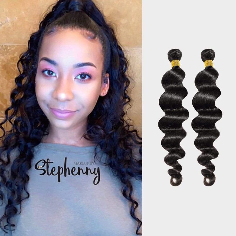 new look 2 virgin loose wave 100 human hair ponytail style look 2 bundle deal brooklyn hair natural black 13977034391651