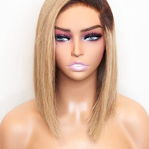 Brooklyn Hair Ombre Ash Blonde 5x5 HD Pre-Cut Lace Glueless Bob Style Wig Bob Style 10" / Ombre Ash Blonde / Side C Part