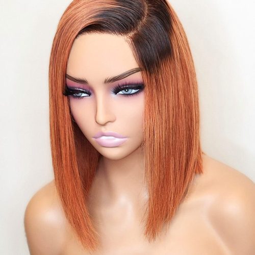 Brooklyn Hair Ombre Ash Blonde 5x5 HD Pre-Cut Lace Glueless Bob Style Wig Bob Style 10" / Ombre Ginger / Side C Part