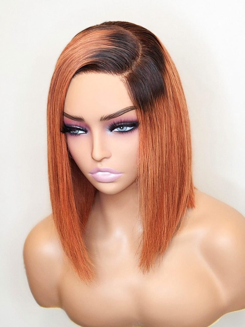 Brooklyn Hair Ombre Ash Blonde 5x5 HD Pre-Cut Lace Glueless Bob Style Wig Bob Style 10" / Ombre Ginger / Side C Part