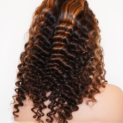 Brooklyn Hair Small Knots 5x5 HD Pre Cut Lace Glueless Wig Deep Wave 180% Density 16-18" / Sun-kissed