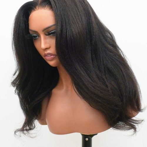 small knots 5x5 hd pre cut lace glueless wig kinky straight 180 density brooklyn hair 44618759274802