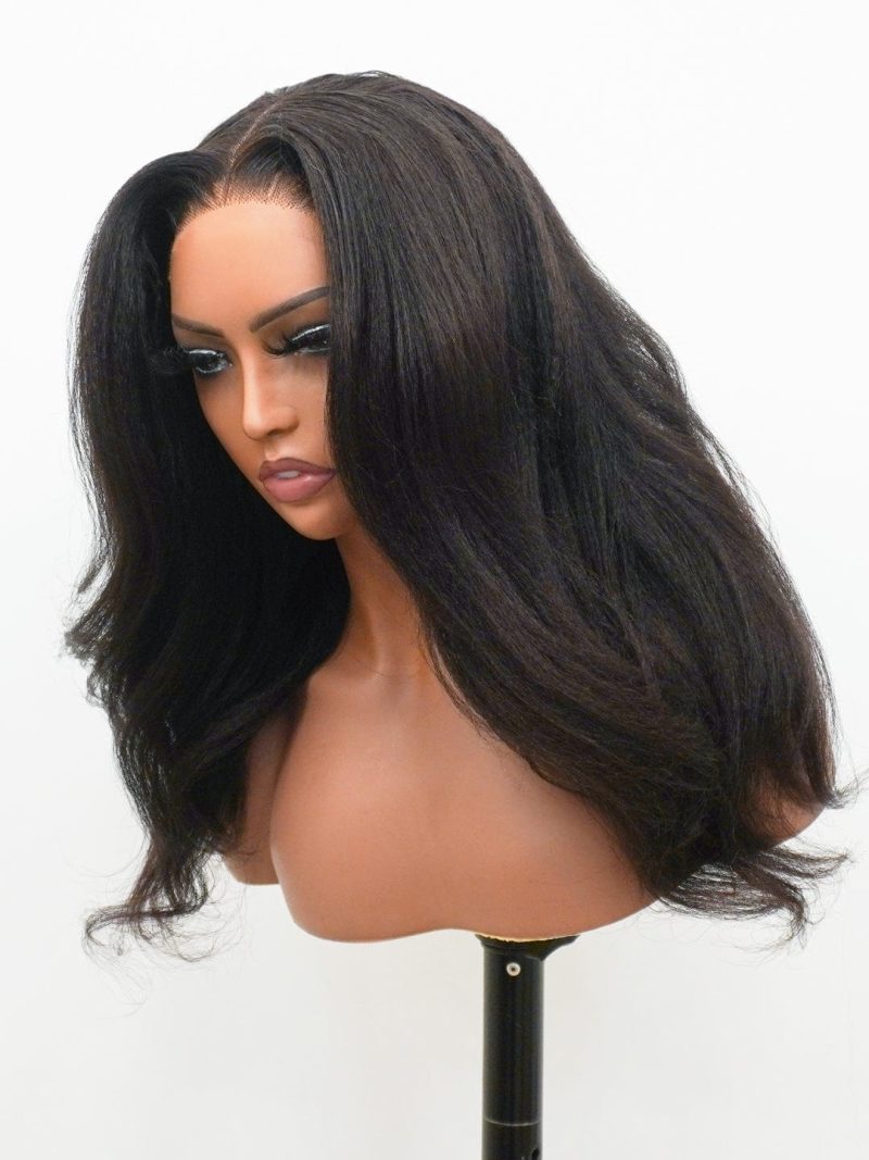 small knots 5x5 hd pre cut lace glueless wig kinky straight 180 density brooklyn hair 44618759274802