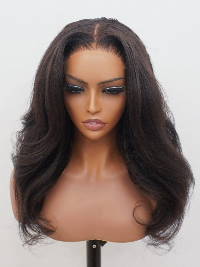 small knots 5x5 hd pre cut lace glueless wig kinky straight 180 density brooklyn hair 44618759373106