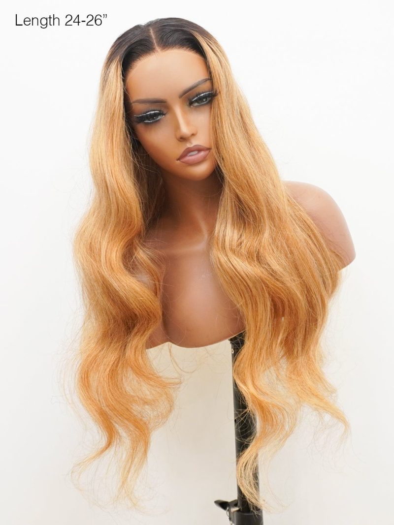 small knots 5x5 hd pre cut lace glueless wig ombre blonde loose body wave 180 density brooklyn hair 44618713792818