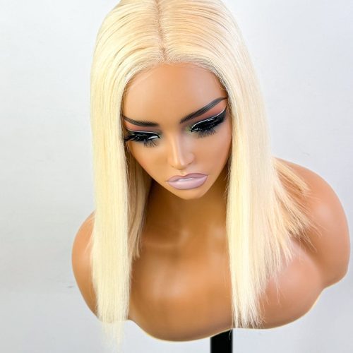 small knots 5x5 hd pre cut lace glueless wig platinum blonde straight bob 12 brooklyn hair bob style 12 platinum blonde swiss hd lace 45803552833842