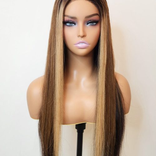 Brooklyn Hair Sun-Kissed Silky Straight Glueless Wig Small Knots 5x5 Swiss HD Pre-Cut Lace 24-26" / Sun-Kissed