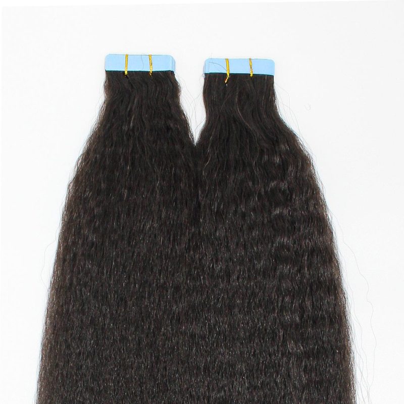 virgin kinky straight tape in hair extensions brooklyn hair 22 natural black 29523935297635