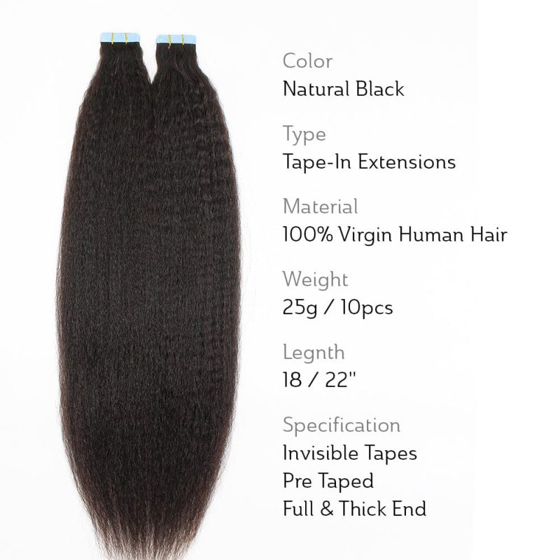 virgin kinky straight tape in hair extensions brooklyn hair 22 natural black 29524832616547